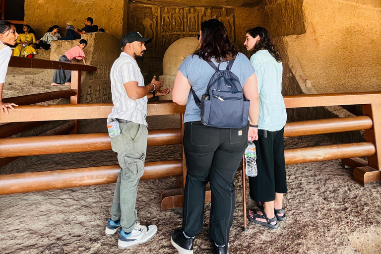 Mumbai: Kanheri Caves Guided Tour Kanheri Caves+Temple+Village+Tiger safri ( pickup & drop)