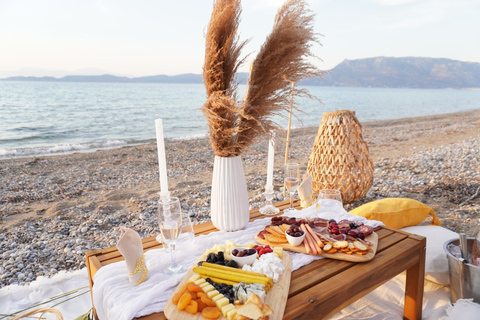 Romantic picnic in Corinth by the sea