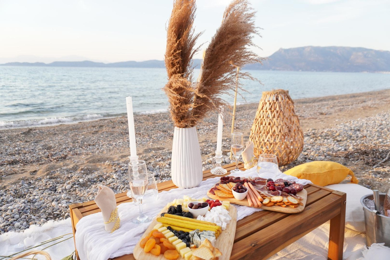 Romantic picnic in Corinth by the sea