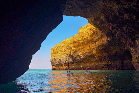 Albufeira: Sea Caves SUP Tour with hidden beach stop Albufeira: CAVE SUP TOUR with free photos and beach stop
