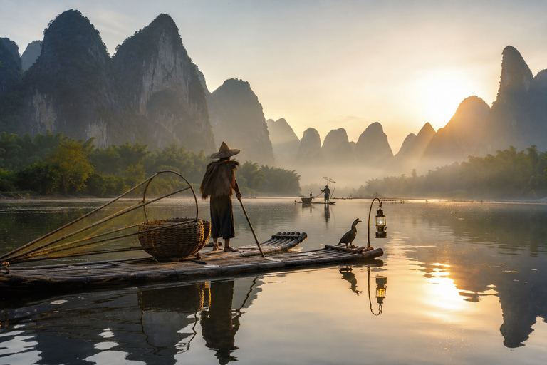 Yangshuo Ticket: Ruyi Peak, Silver Cave, Yulong River & More Li River Bamboo Raft Round Trip with Shuttle