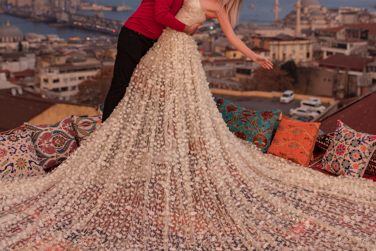 Rooftop Flying Dress Photoshoot in Istanbul