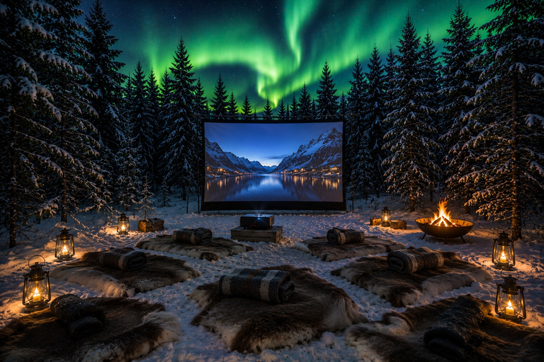 Tromsø: Arctic Forest Evening with Outdoor Cinema & Snacks