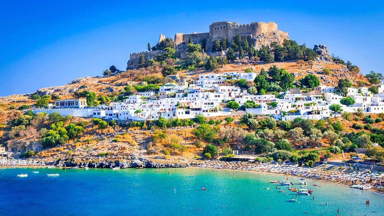 Rhodos: Bootstour nach Lindos mit Bade-Stopp und Abhol-Service