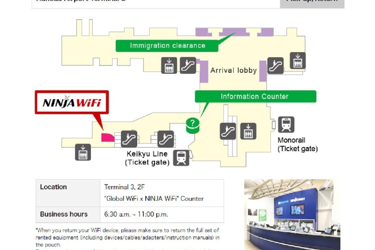 Odbiór na lotnisku Haneda: kieszonkowy router WiFi 4G LTEWypożyczenie routera WiFi na 14 dni