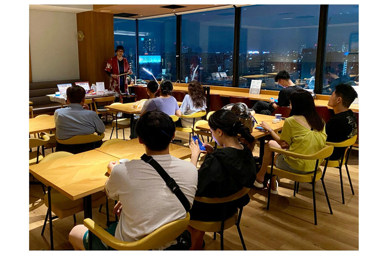 Tokio:flet z uchwytem na pałeczki,wybór,lekcja,występ na żywo