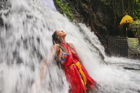 Balinese Purification at holy water temple with Local