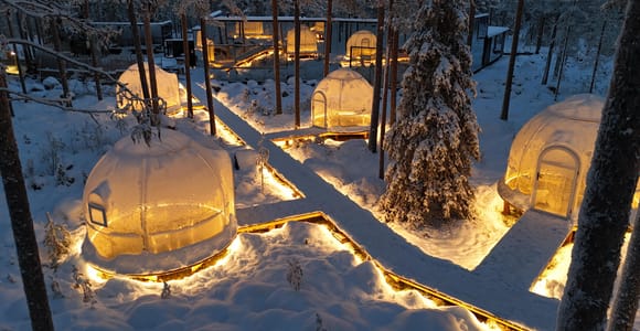 Rovaniemi: Aurora igloo private Lappish dinner experience