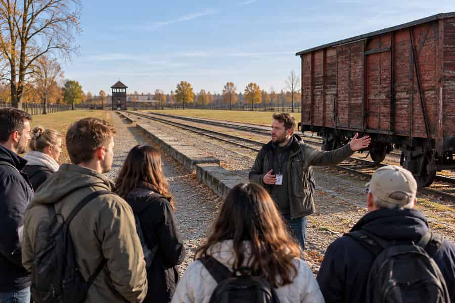 Krakau: Tour zu den historischen Stätten von Auschwitz – Besichtigung von außen. Foto: GetYourGuide Krakau: Tour zu den historischen Stätten von Auschwitz – Besichtigung von außen. Foto: GetYourGuide