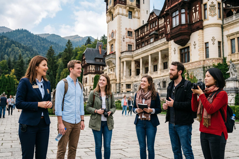 From Bucharest: Peles Castle, Bran Castle & Brasov Day Tour MINIVAN Tour with Entrance tickets included to Peles & Bran