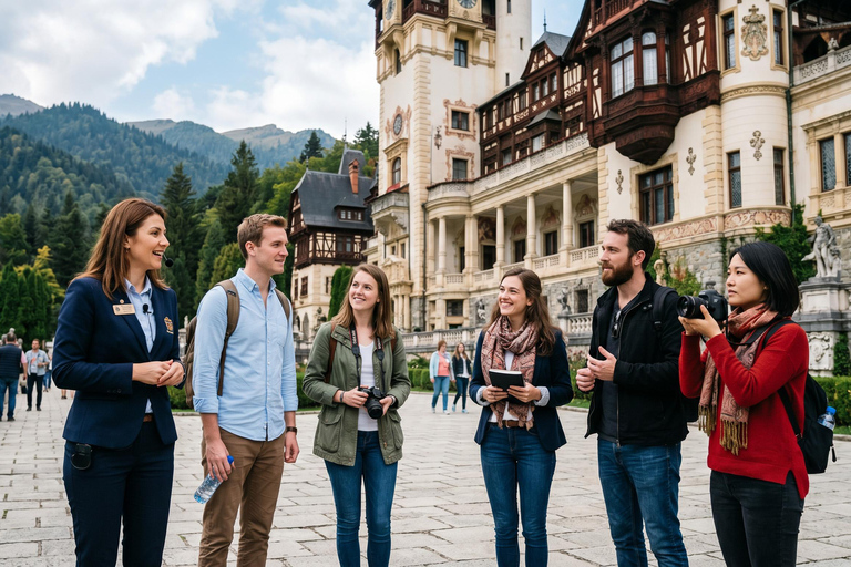 From Bucharest: Peles Castle, Bran Castle & Brasov Day Tour MINIVAN Tour with Entrance tickets included to Peles & Bran