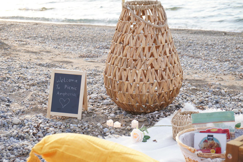 Romantic picnic in Corinth by the sea