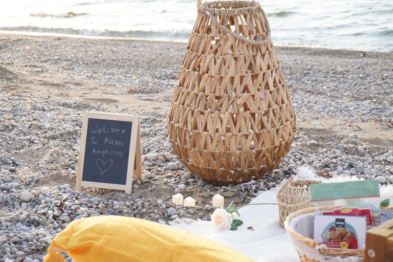 Romantic picnic in Corinth by the sea