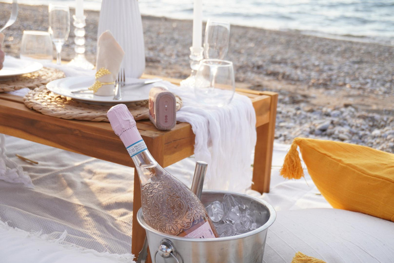 Romantic picnic in Corinth by the sea