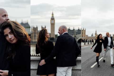 Londres : séance photo romantique de couple dans un style cinématographique