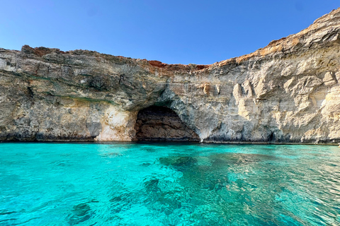 Gozo: Private Boat to Comino’s Lagoons, Swim Stops & Caves 2hr Private Trip to Comino’s Lagoons, swim stops + caves