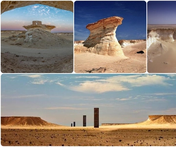 West Qatar tour to Richard Sierra sculpture,Umbrella Rock