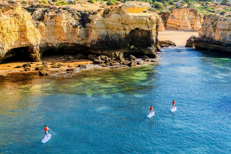 Albufeira: Sea Caves SUP Tour with hidden beach stop Albufeira: CAVE SUP TOUR with free photos and beach stop
