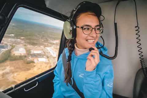 Boston harbor and city helicopter views