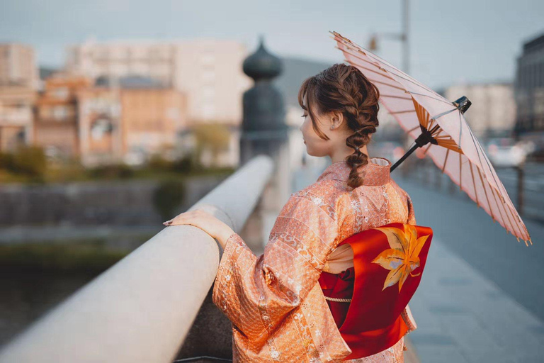 Kyoto: Gion Kiyomizudera Kimono Yukata Hairstyle& Photoshoot Kyoto Photo Session ONLY (1-Hour)