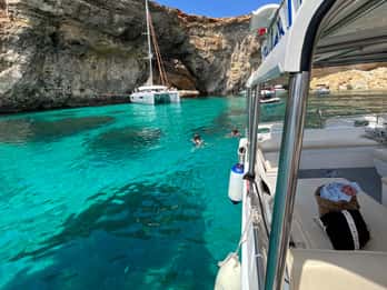 From Gozo:Around Comino, Blue Lagoon, Crystal Lagoon & Caves