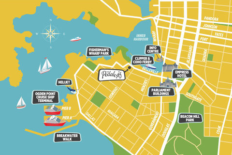 维多利亚市精华自行车之旅 - 城堡帽与传奇维多利亚踏板或电动自行车之旅 - 城堡风帽和传奇