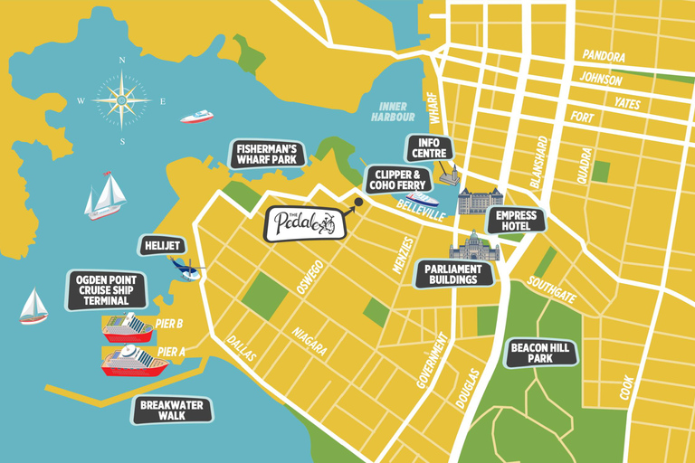 维多利亚市精华自行车之旅 - 城堡帽与传奇维多利亚踏板或电动自行车之旅 - 城堡风帽和传奇