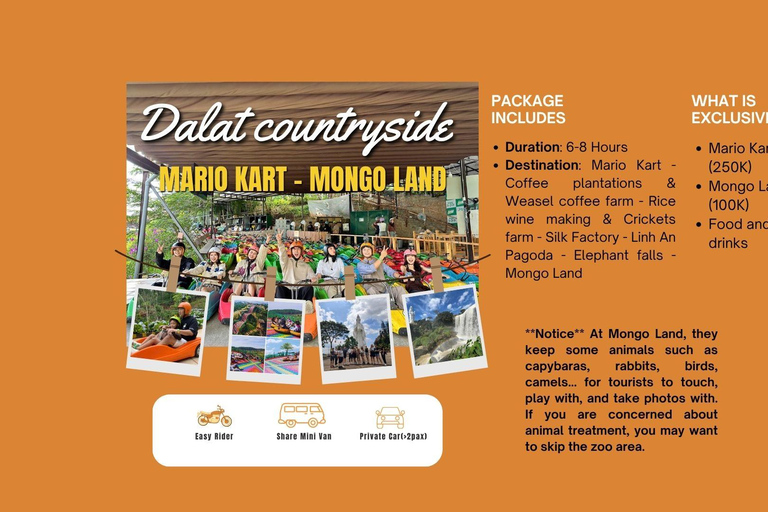 Dalat: Mario kart - Mongo Land - Countryside Tour BY PRIVATE CAR