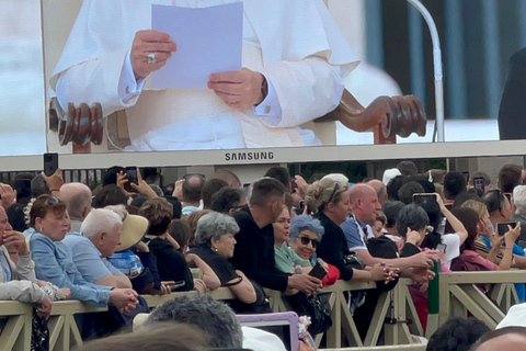 Newlywed couples blessing during Pope Leone XIV audience