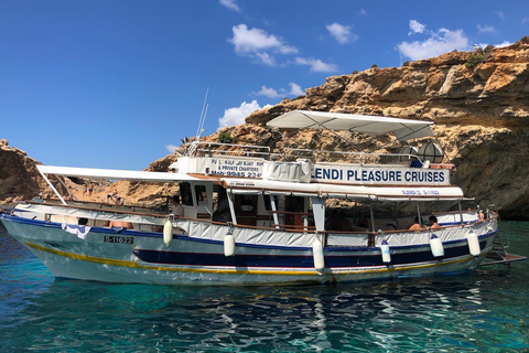 From Gozo:Around Comino, Blue Lagoon, Crystal Lagoon & Caves Around Comino, Blue Lagoon, Crystal Lagoon & Caves