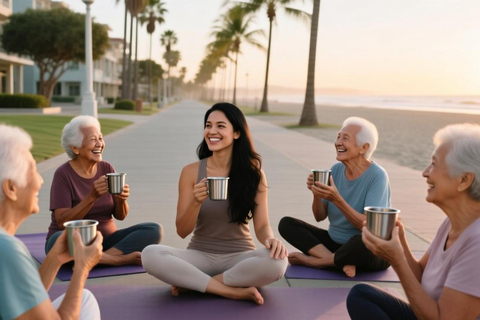 Grande Canarie : cours de yoga pour seniors au bord de l'océanGrande Canarie : cours de yoga senior en bord de mer