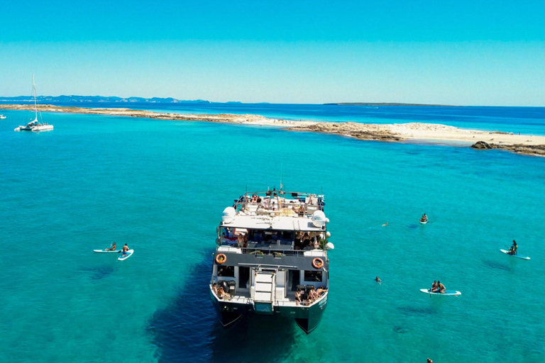 Ibiza: Formentera Boat with Open Bar, 3 meals & Sunset Party ADVANCE: Standard selection of food & open bar option