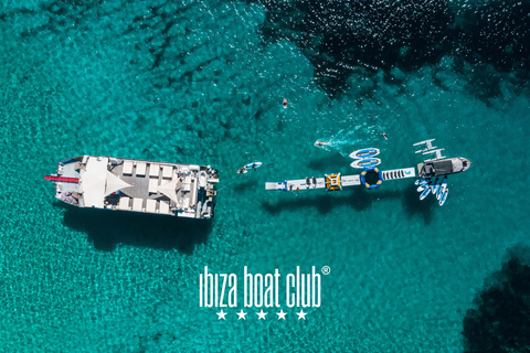 Ibiza: Formentera Sunset Boat Part with Drinks and Food Full Day Pass at Ibiza Boat Club (Early Bird Phase 2)