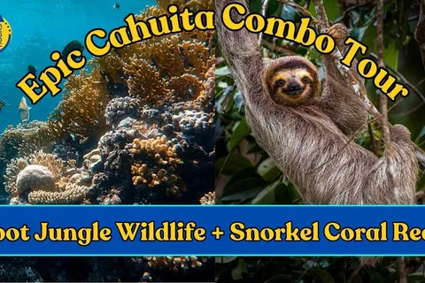 Tour combinato di Cahuita: Snorkeling della barriera corallina ed escursione con la fauna selvatica