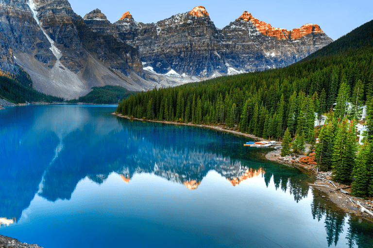 Da Canmore/Banff: Moraine Lake all&#039;alba e Lake LouiseDa Canmore/Banff: Alba sul lago Moraine e sul lago Louise