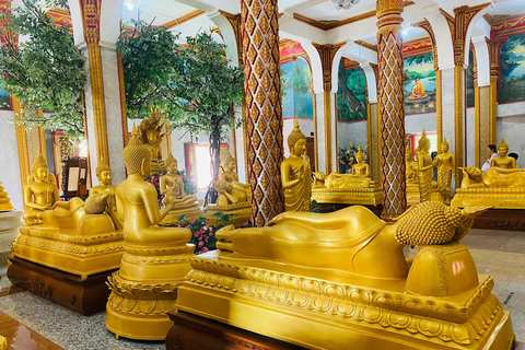 Vista del Gran Buda, el mercado ChillVa, Wat Chalong y el casco antiguo de Phuket