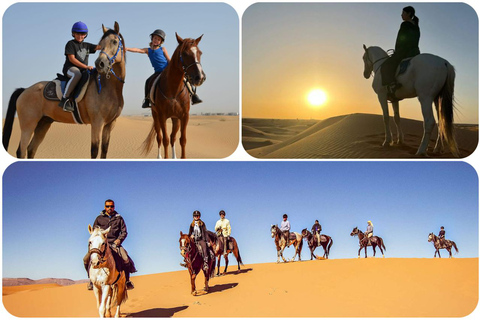 Faites de l'équitation dans le désert du Qatar