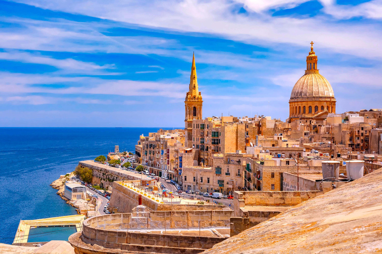 Malta: Valletta Audio Guided Walk & HO-HO Bus Tour Option Malta: Hop-On Hop-Off Bus Tour & Valletta Audio Guided Walk