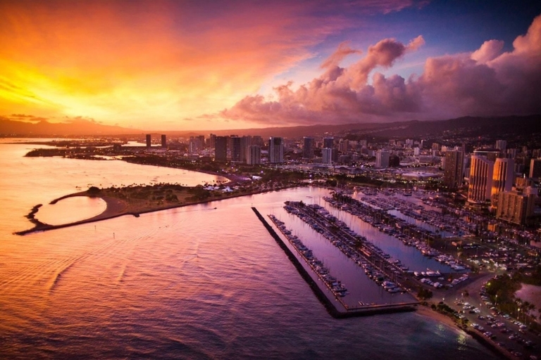 Oahu: Waikiki Sunset Doors On ou Doors Off Tour en hélicoptèreVisite privée des portes