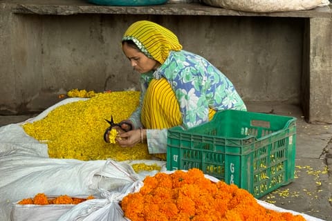 Jaipur: Flower Market & Temple Walking Tour with Chai