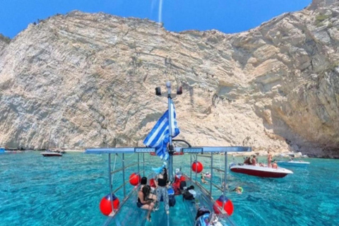 Zakynthos: Glass Boat Swimming Tour with Turtle Spotting Zakynthos: Private Clear Boat Tour with Turtle Spotting