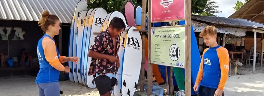 Lombok Leçon de surf pour débutants à Selong Blanak Beach