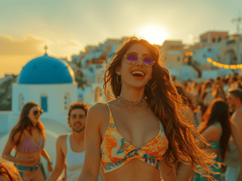 Santorini: Tour guidato al tramonto con servizio di prelievo in hotel