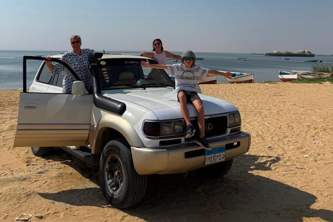 From Cairo: 4x4 Desert Safari, Waterfalls & Magic Lake Shared Tour: Wadi El Rayan, Magic Lake & Lake Qarun, Jeep