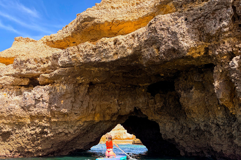 Albufeira: Sea Caves SUP Tour with hidden beach stop Albufeira: CAVE SUP TOUR with free photos and beach stop
