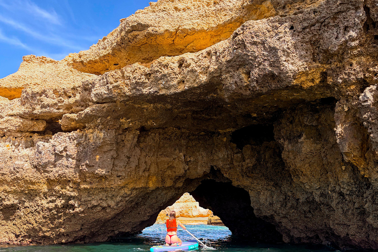 Albufeira: Sea Caves SUP Tour with hidden beach stop Albufeira: CAVE SUP TOUR with free photos and beach stop