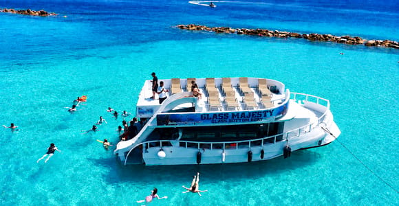 Paphos: Glass-Bottom Boat Cruise & fun slide Glass Majesty