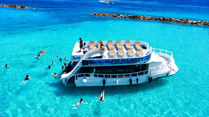 Pafos: Passeio de barco com fundo de vidro e divertido tobogã Glass Majesty