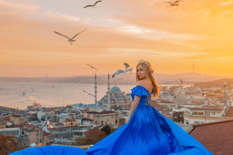 Rooftop Flying Dress Photoshoot in Istanbul