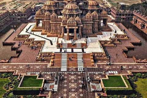 Visite nocturne du temple d'Akshardham avec fontaine musicale